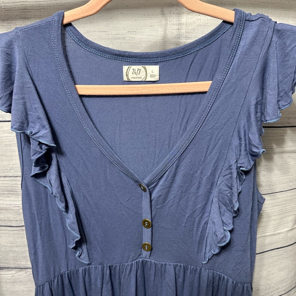 Maurices Blue Ruffled Midi Sundress Large - Picture 3 of 4